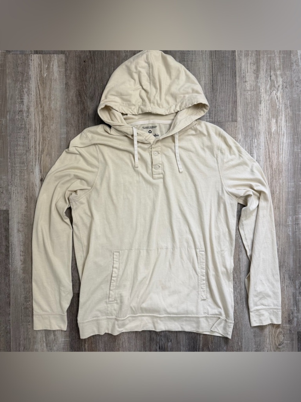 Abercrombie & Fitch Men’s Recycled Hooded Henley Long Sleeve Pullover-size Large